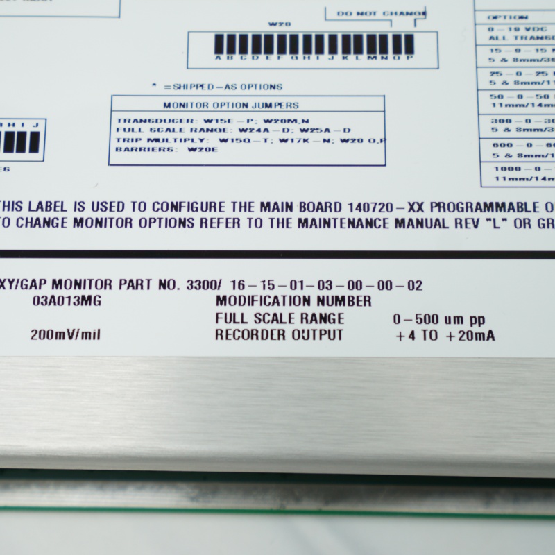 3300/16-15-01-03-00-00-02 Bently Nevada Çift Titreşim Monitörü