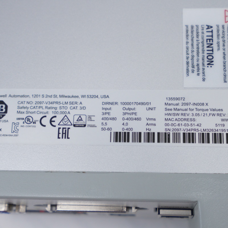 2097-V34PR5-LM Allen Bradley Kinetix 350 Tek Eksenli Ethernet/IP Servo Sürücü