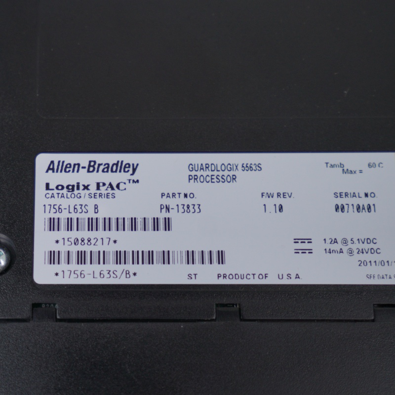 1756-L63S Allen Bradley GuardLogix 8 MB Standard Mem Controller