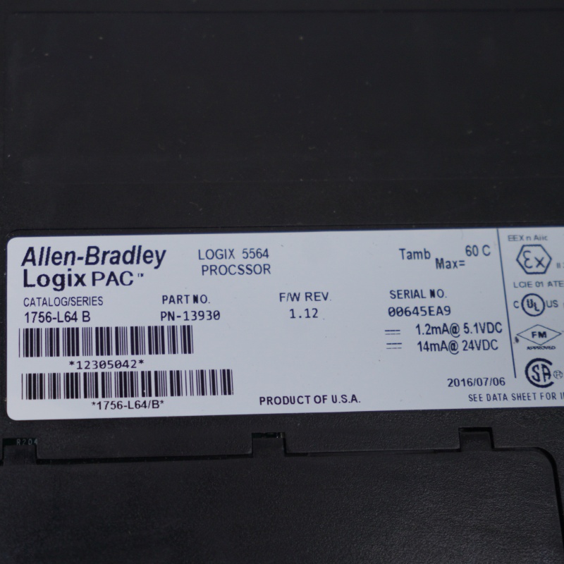 1756-L64 B Allen Bradley ControlLogix 16 MB Memory Controller