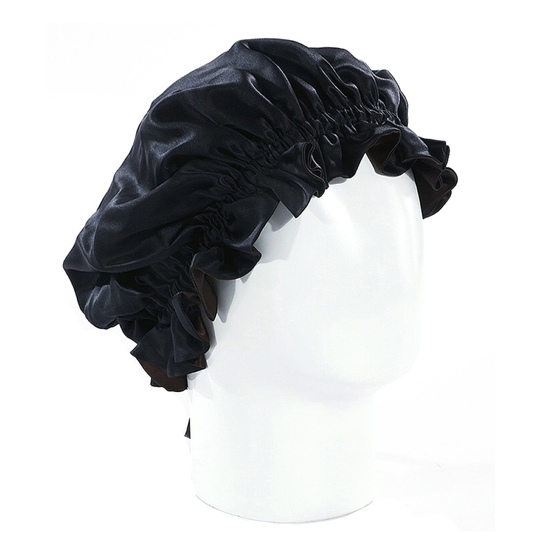 Custom 100% natural mulberry silk hair bonnets logo with tie silk hair care cap