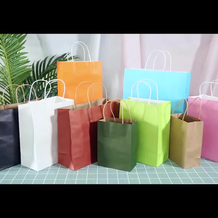 Recyclable kraft paper bag with twisted handle reusable shopping paper bags with your own logo