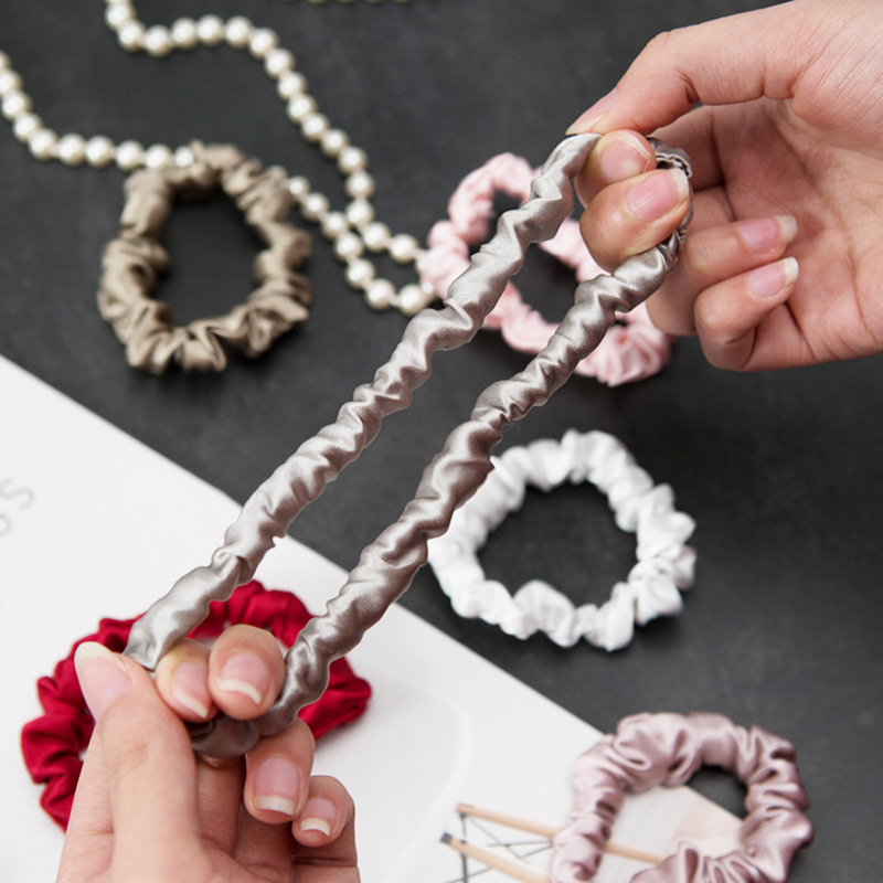 100% Mulberry Silk Scrunchies Soft Hair Ties Small Size High Quality For Girls with Elastic hair band