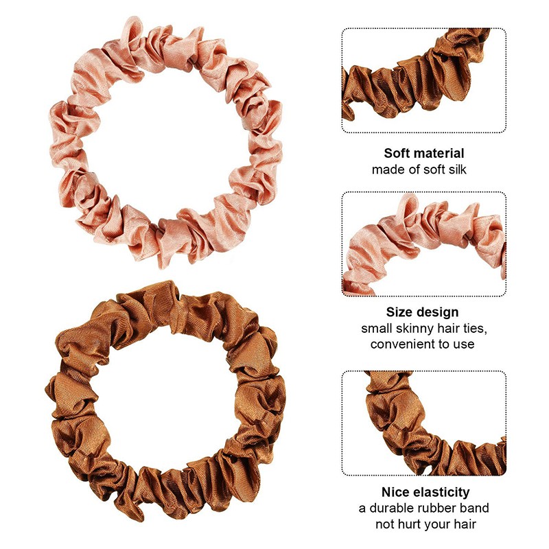 100% Mulberry Silk Skinny Scrunchies