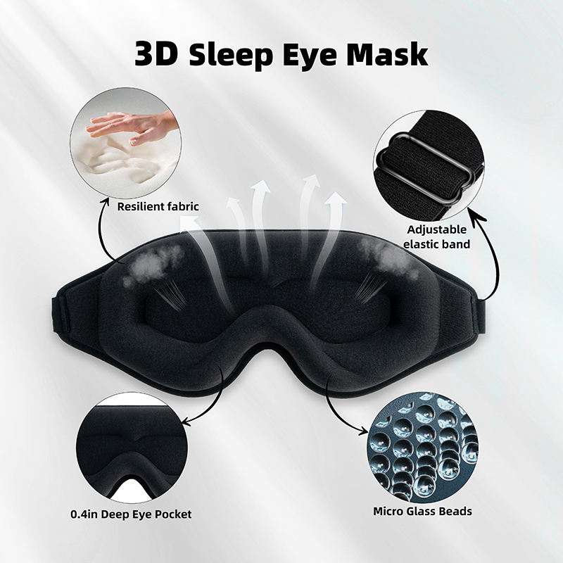 Weighted 3D Sleep Mask Eye Cover Blindfold for Travel Nap Yoga Black sleeping mask