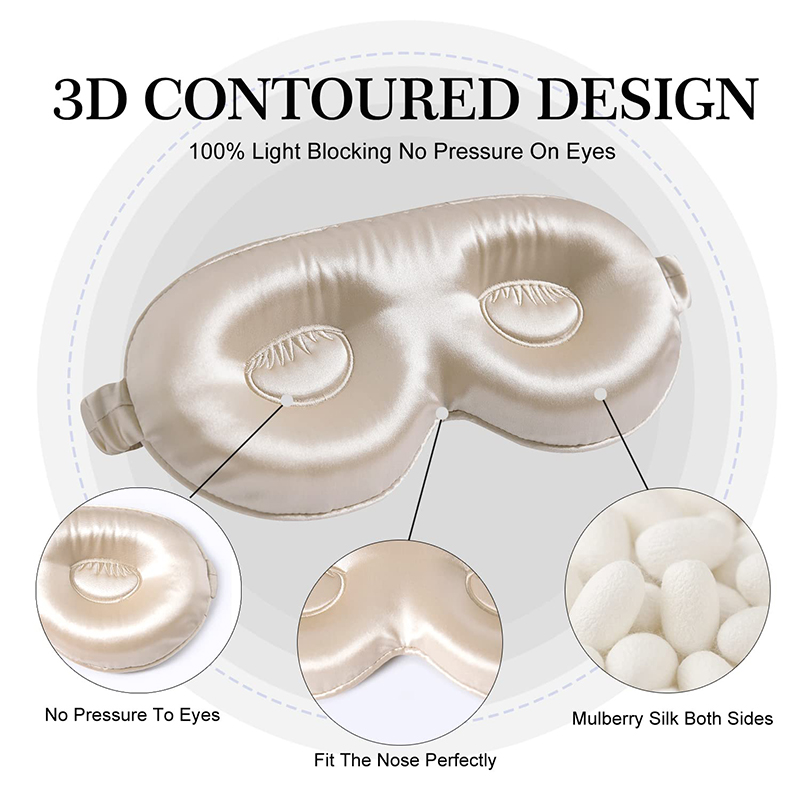 New Designed for Long Lashes and Eyelash Extensions 16 19 22mm Mulberry Silk 3D Contour eye mask for sleep
