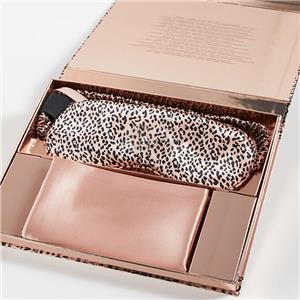 Custom silk eye mask logo 100% silk gold 3d weighted eye mask pillowcase packaging box silk eyemask set