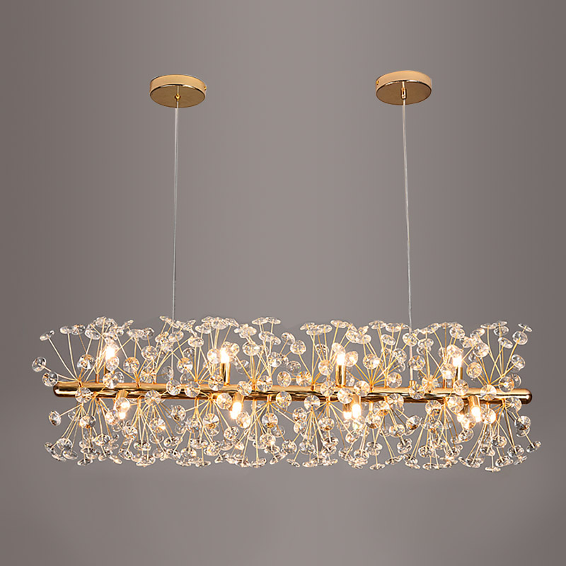 Luz de cristal longa em formato de dente de leão