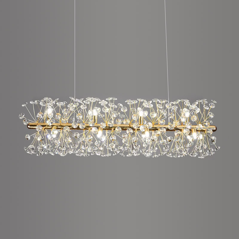 Luz de cristal longa em formato de dente de leão