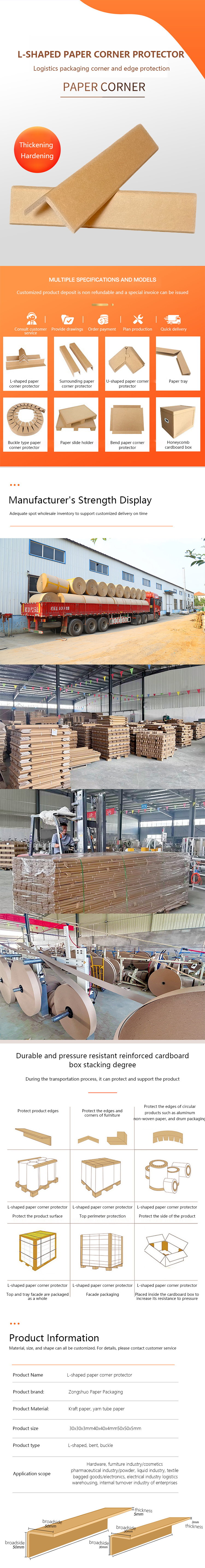 Packaging cardboard edge protection strip