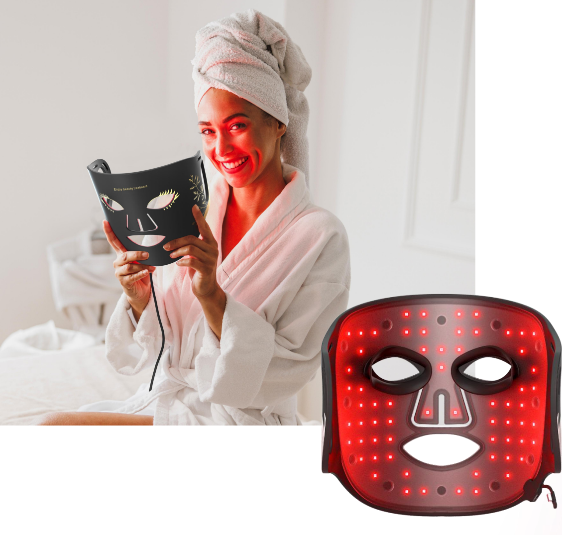 LED Face Mask Light Therapy with 630nm & 830nm Wavelength At Home Face Skin Remover