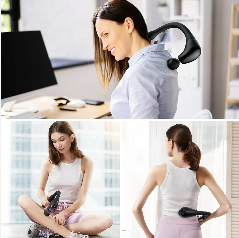 Cordless Portable Electric Upper Lower Back Massager Vibrator Pain Relief Machine With Upgraded Extension Handle For Back Pain LH-207