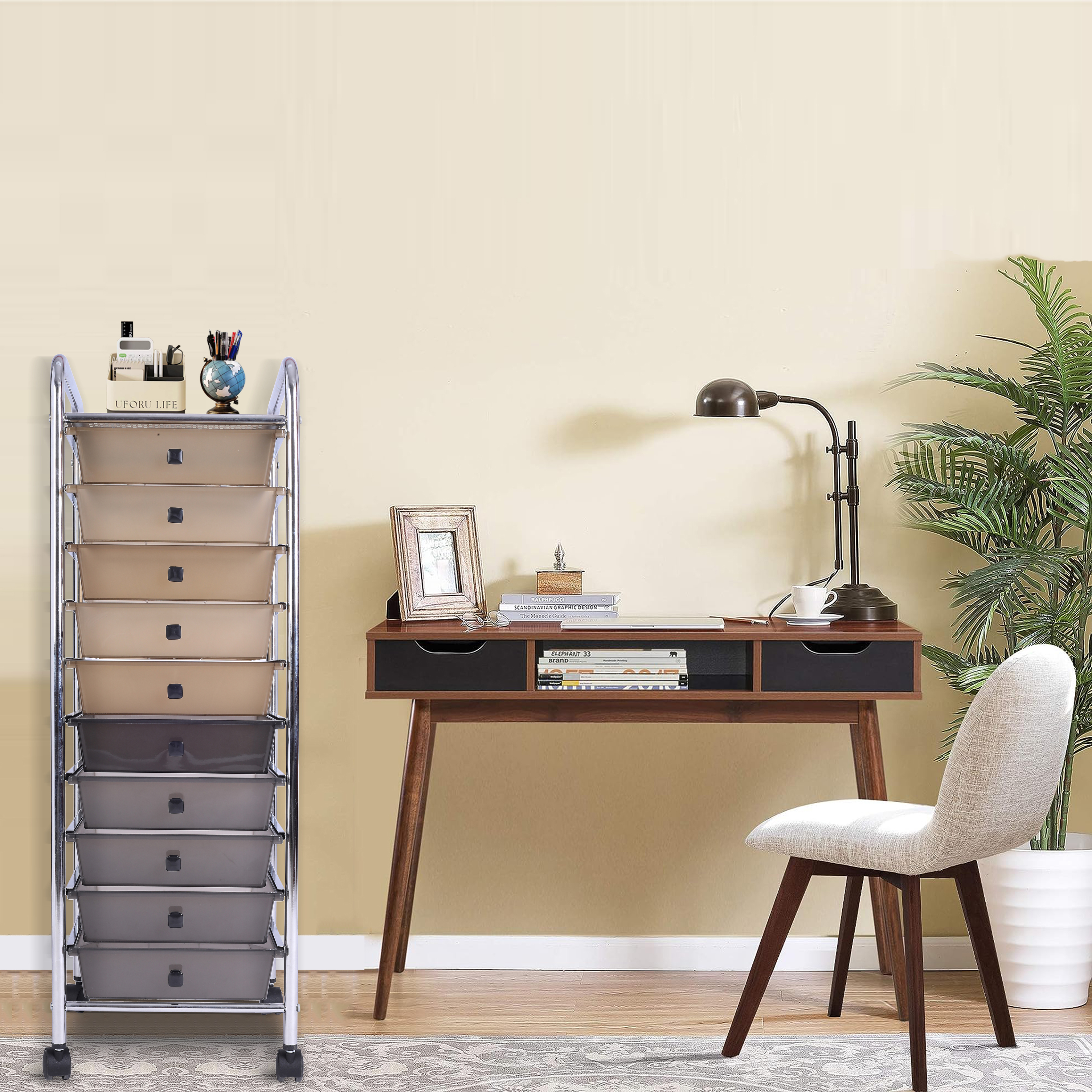 10 Drawer Organizer Utility Rolling Cart