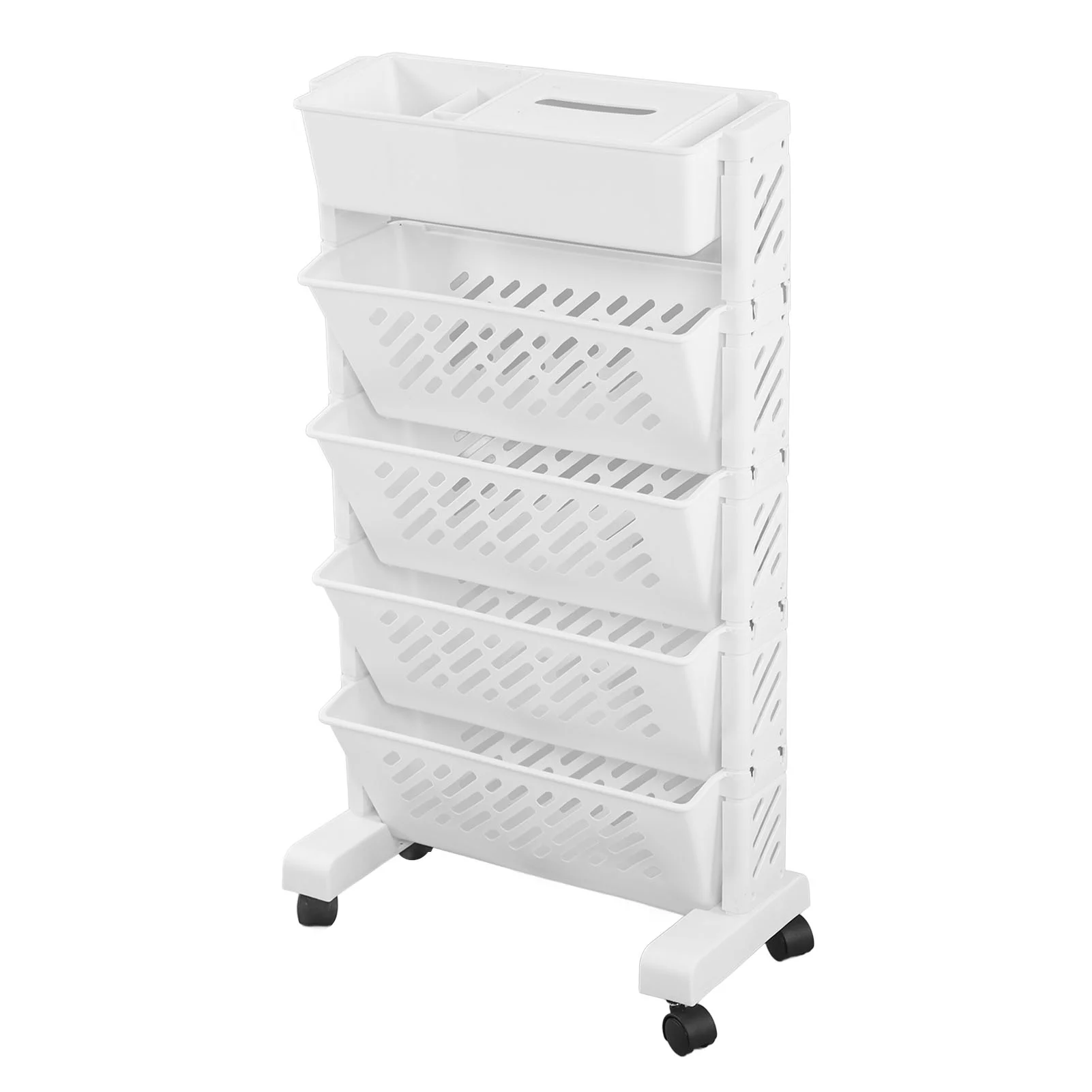 5 Layer Removable Plastic Practical Roller Bookshelf