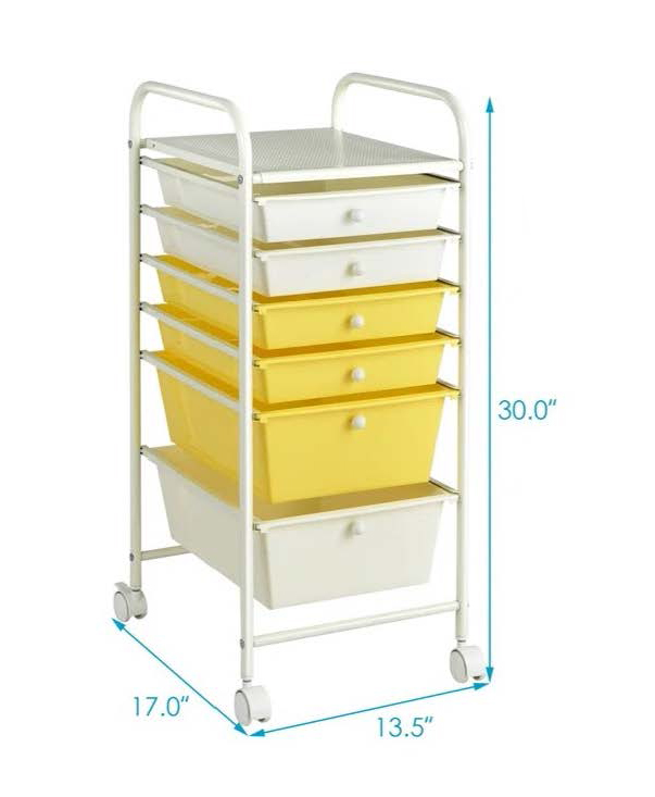 6 Drawer Rolling Home Office Storage Cart