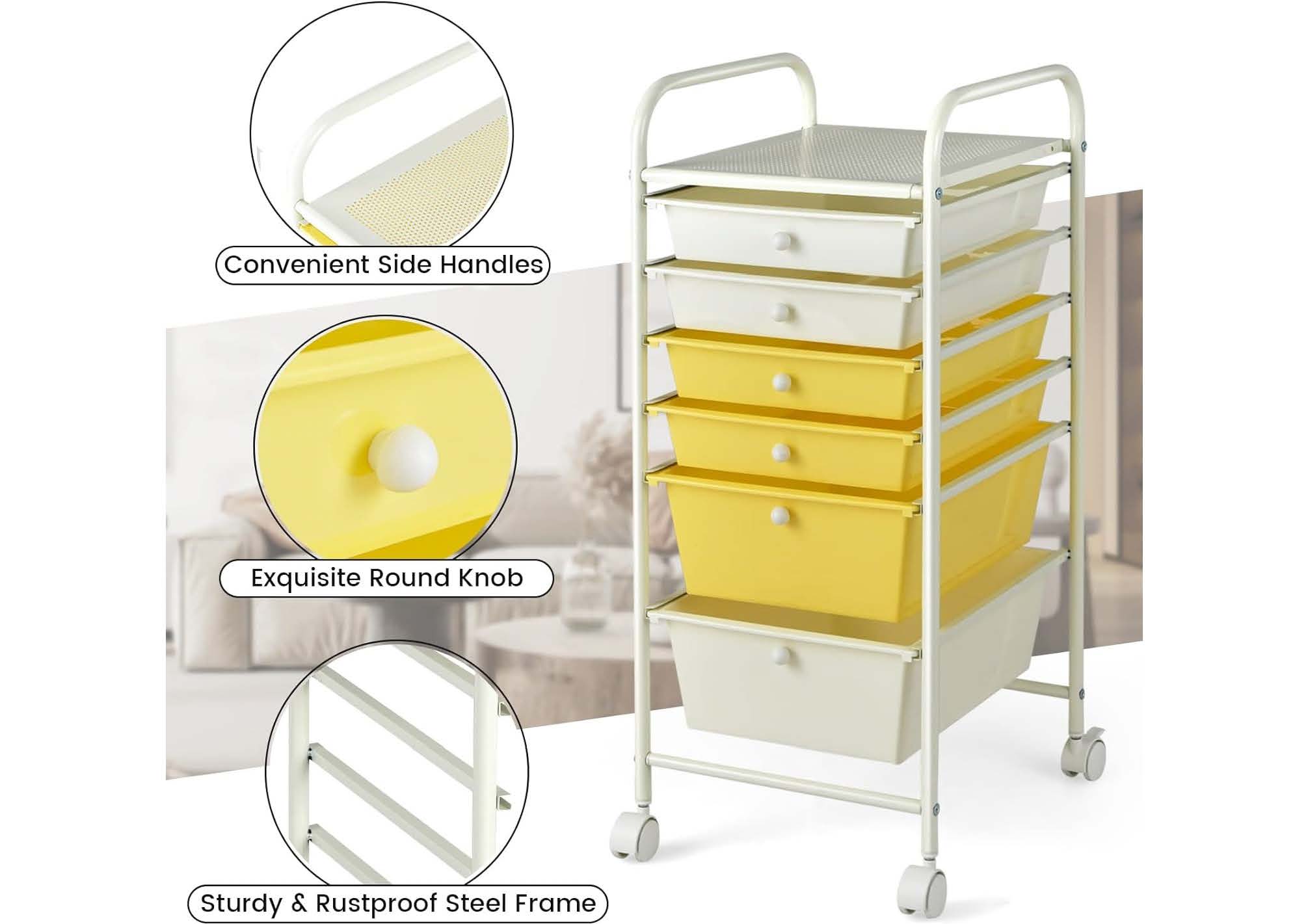 6 Drawer Rolling Home Office Storage Cart