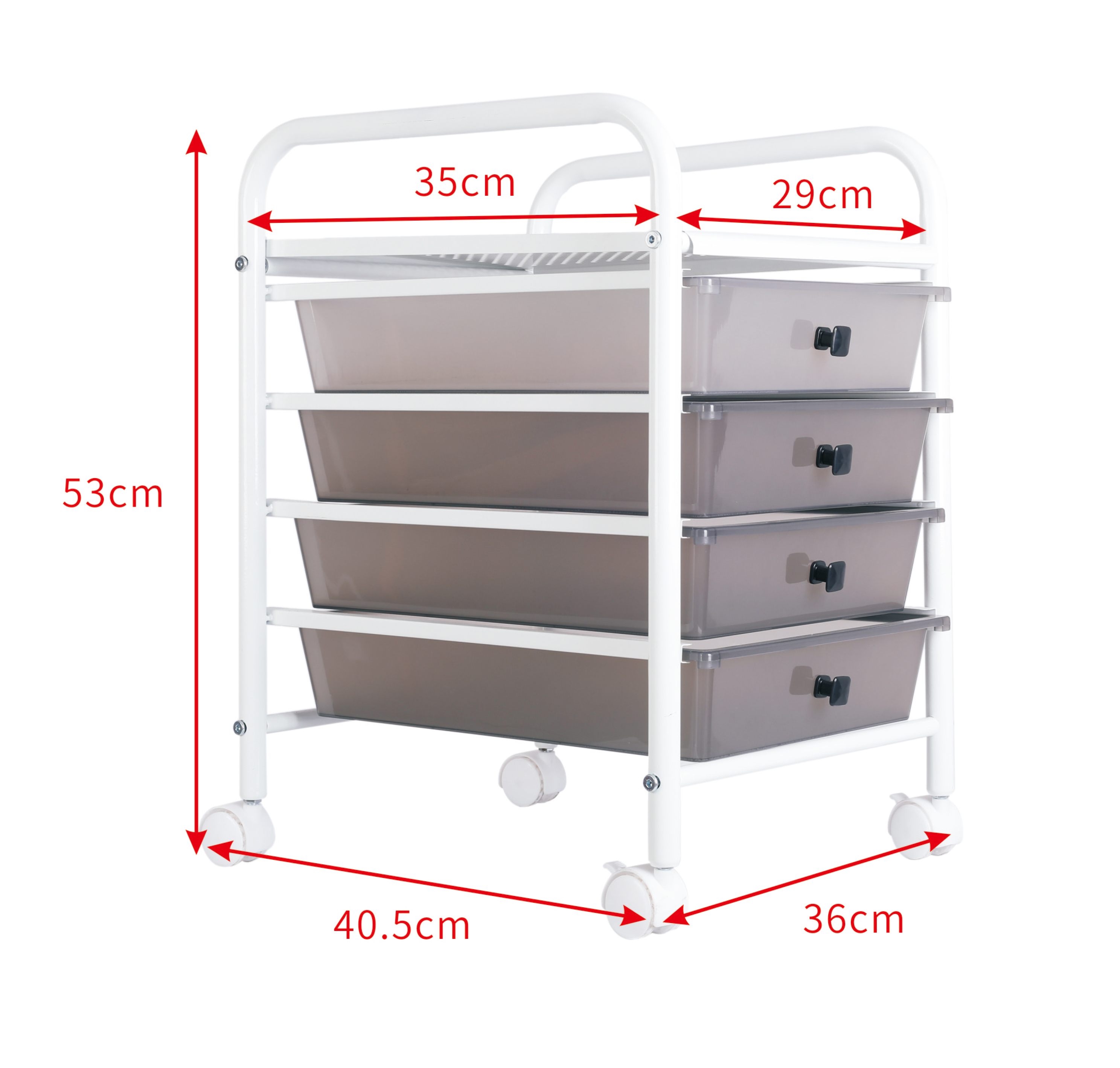 Under The Table Rolling Storage Cart With Drawers