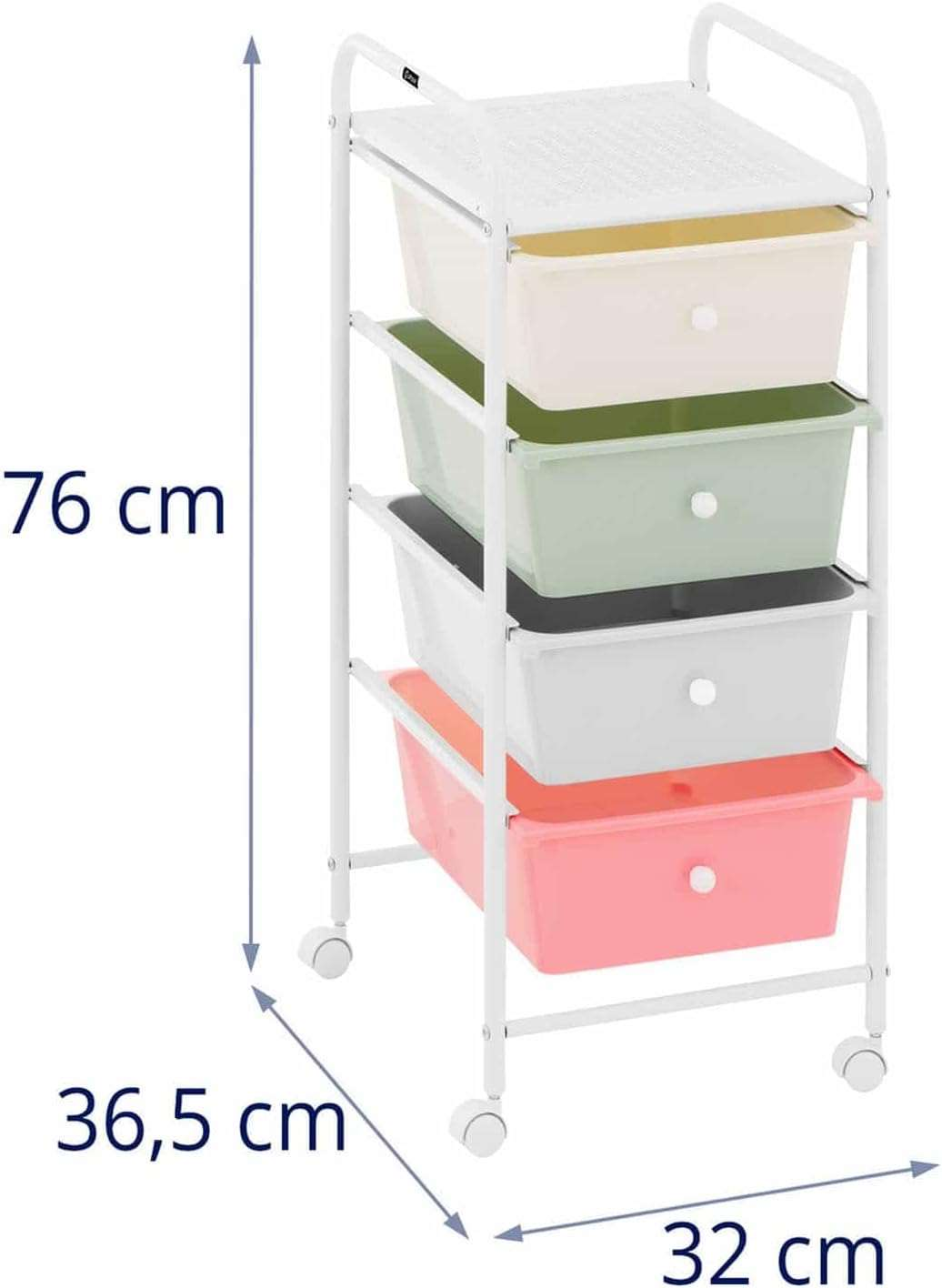 4 Drawer Modern Storage Trolley On Wheels
