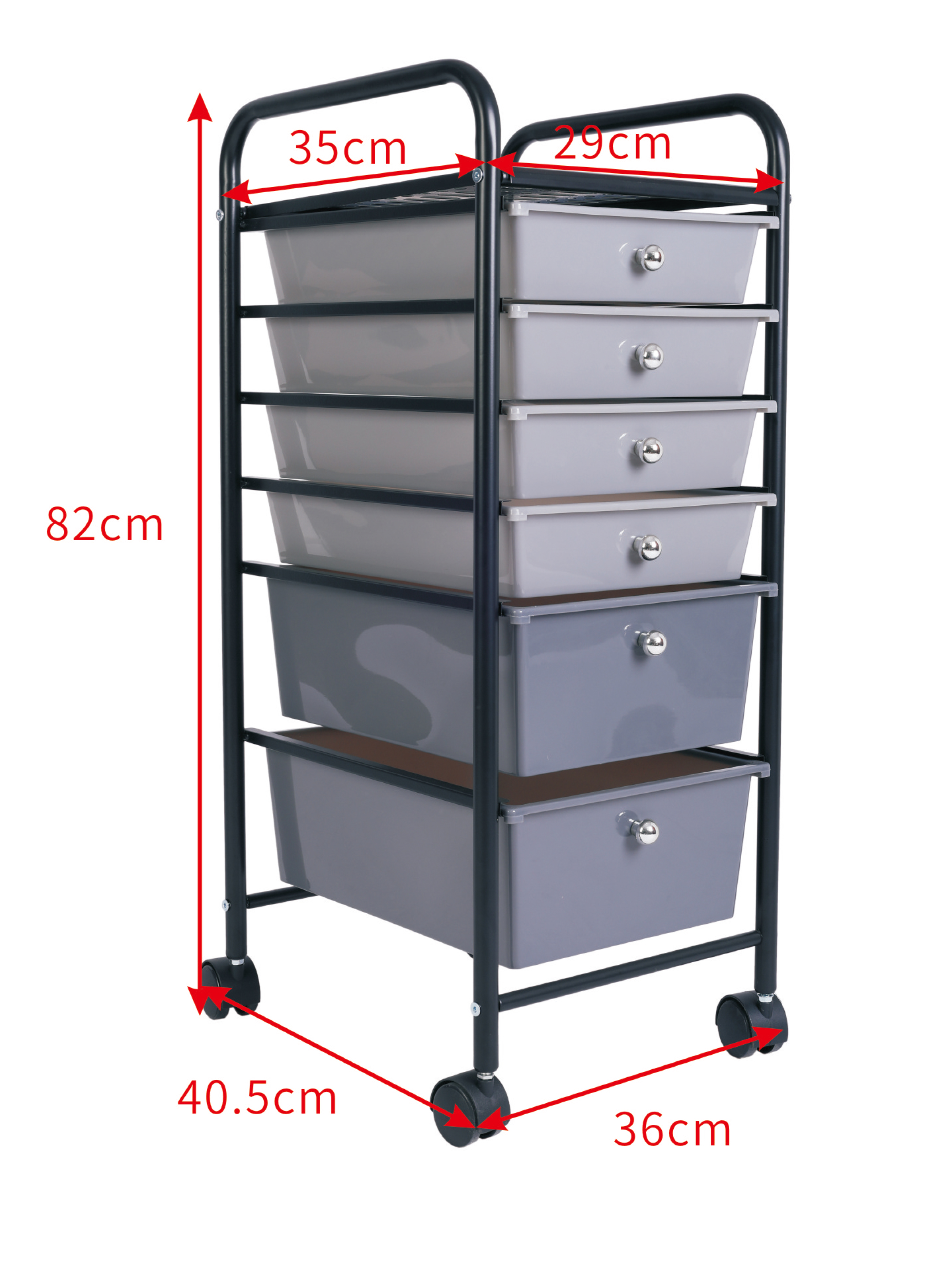 6 Drawer Gradient Gray Rolling Storage Cart