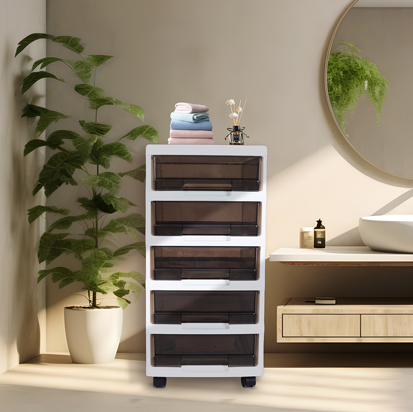 5 Drawer Plastic Rolling Storage Cart With Wheels