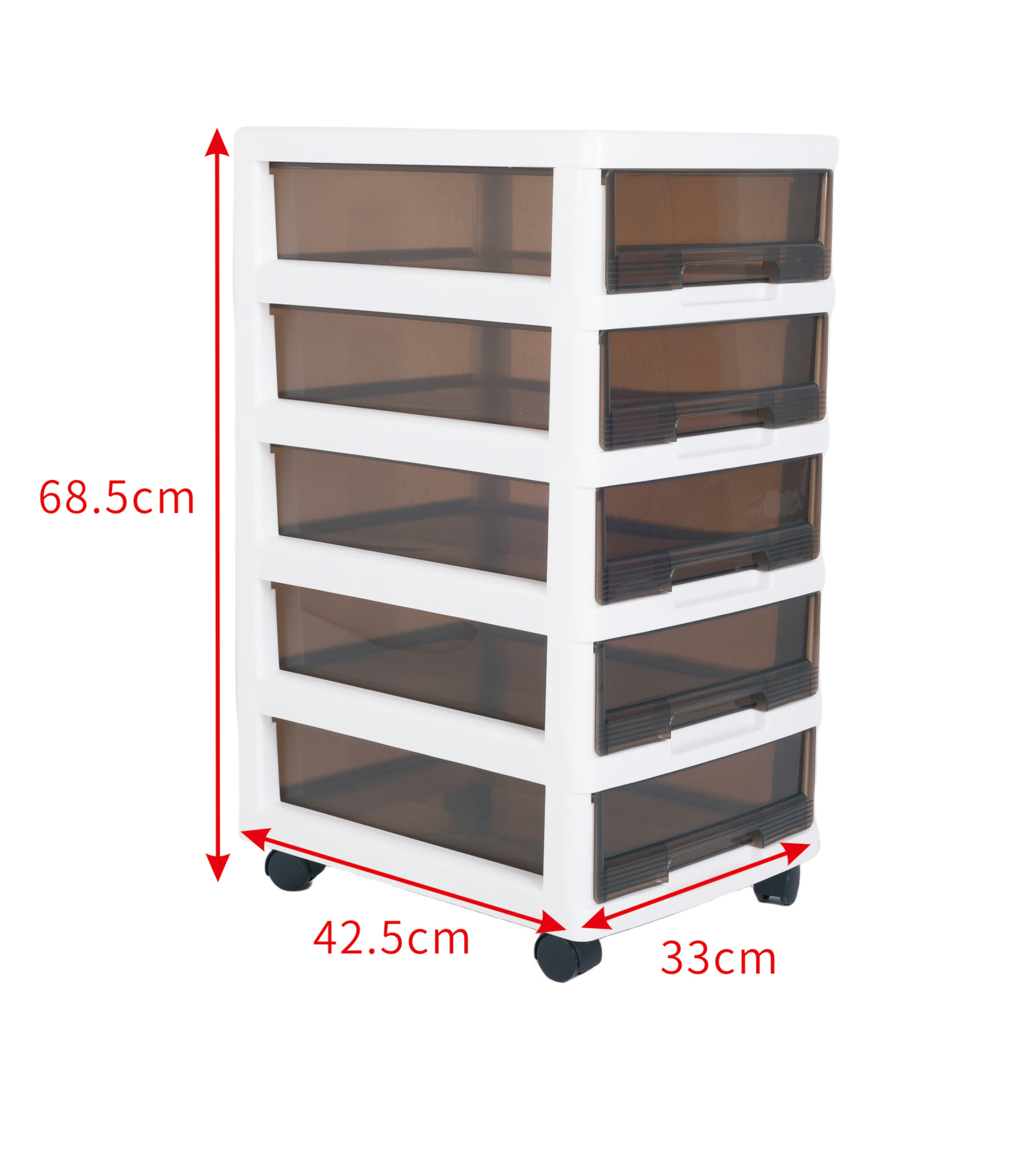 5 Drawer Plastic Rolling Storage Cart With Wheels