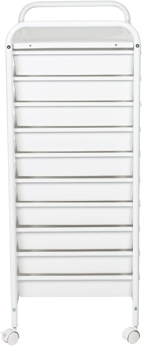 White 15 Drawer Metal Rolling Storage Cart