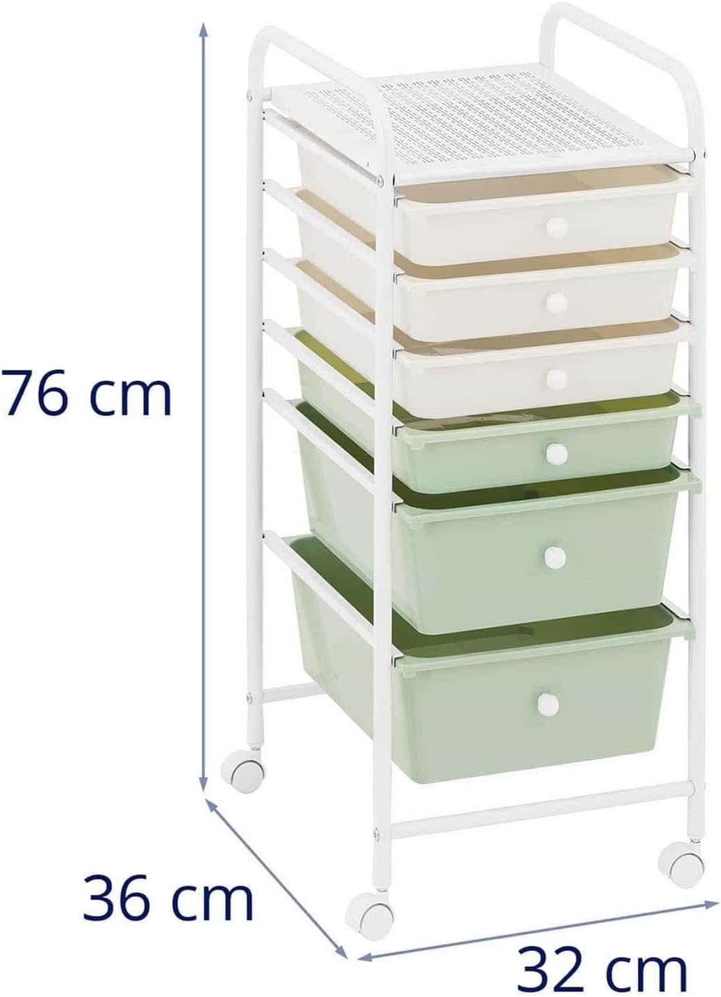 6 Drawer Rolling Utility Trolley For Cosmetic