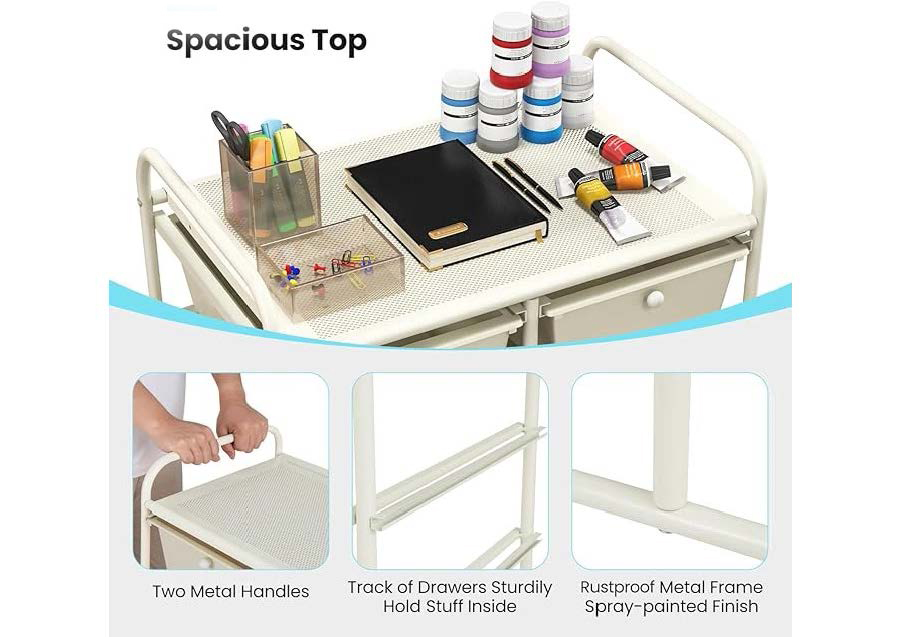 10 Drawer Organizer Cart With Lockable Wheels