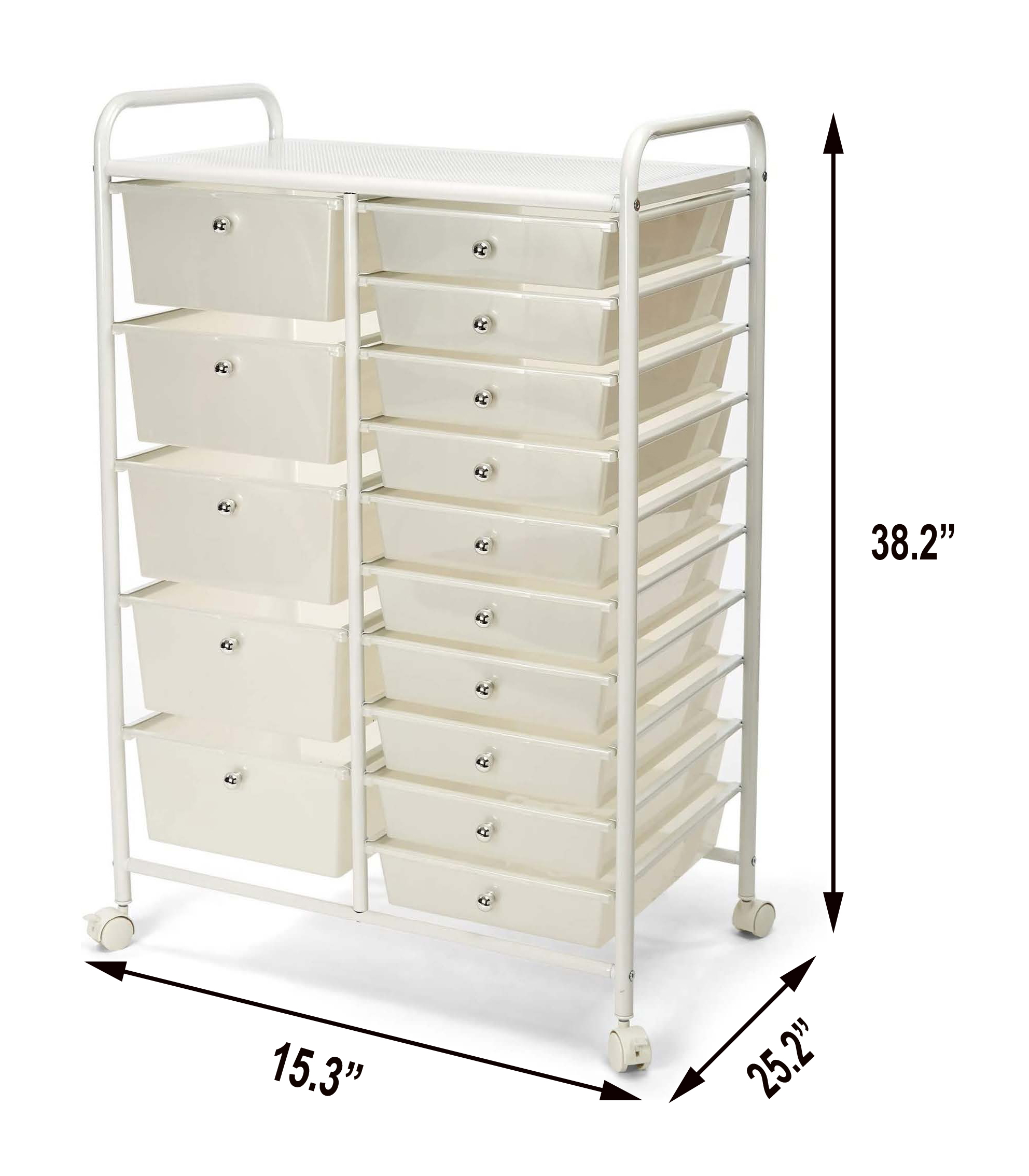 15 Drawer Rolling Cart With Lockable Wheels