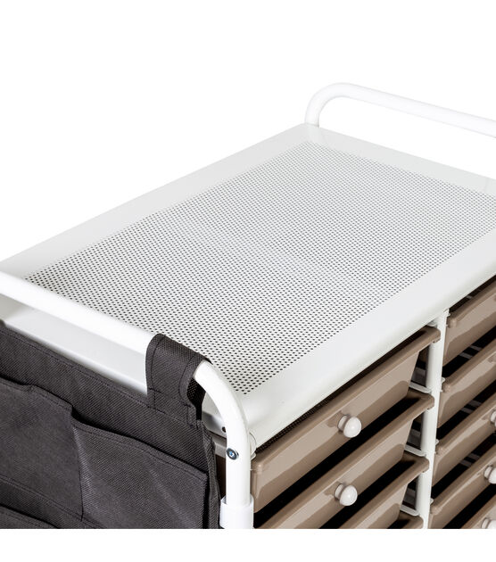12 Drawer Metal Rolling Storage Cart With Side Pockets