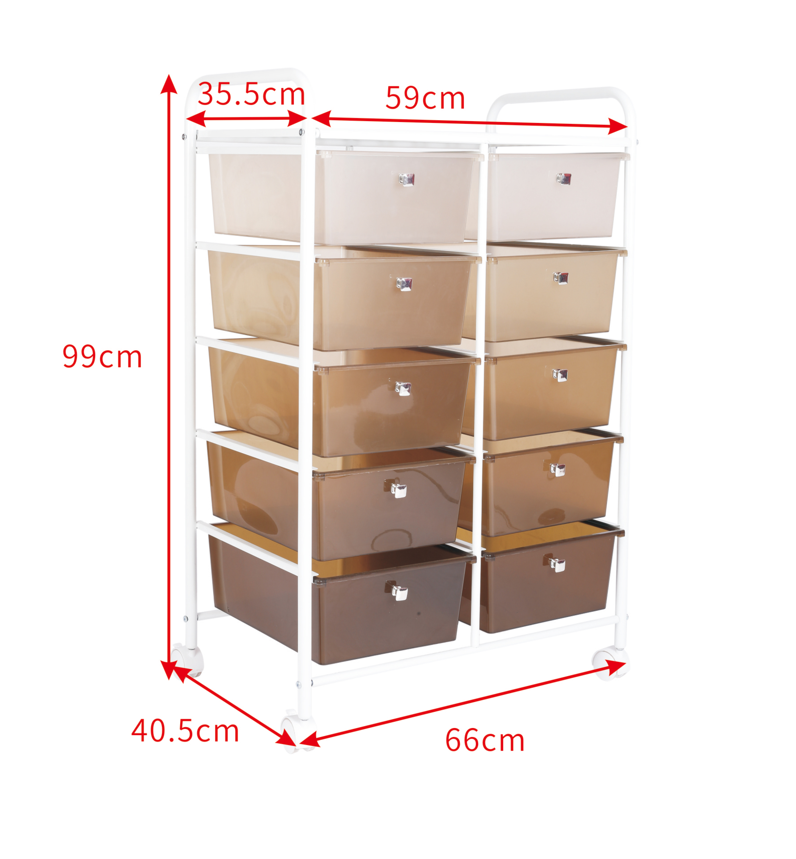 Large Plastic Rolling Storage Cart With Drawers