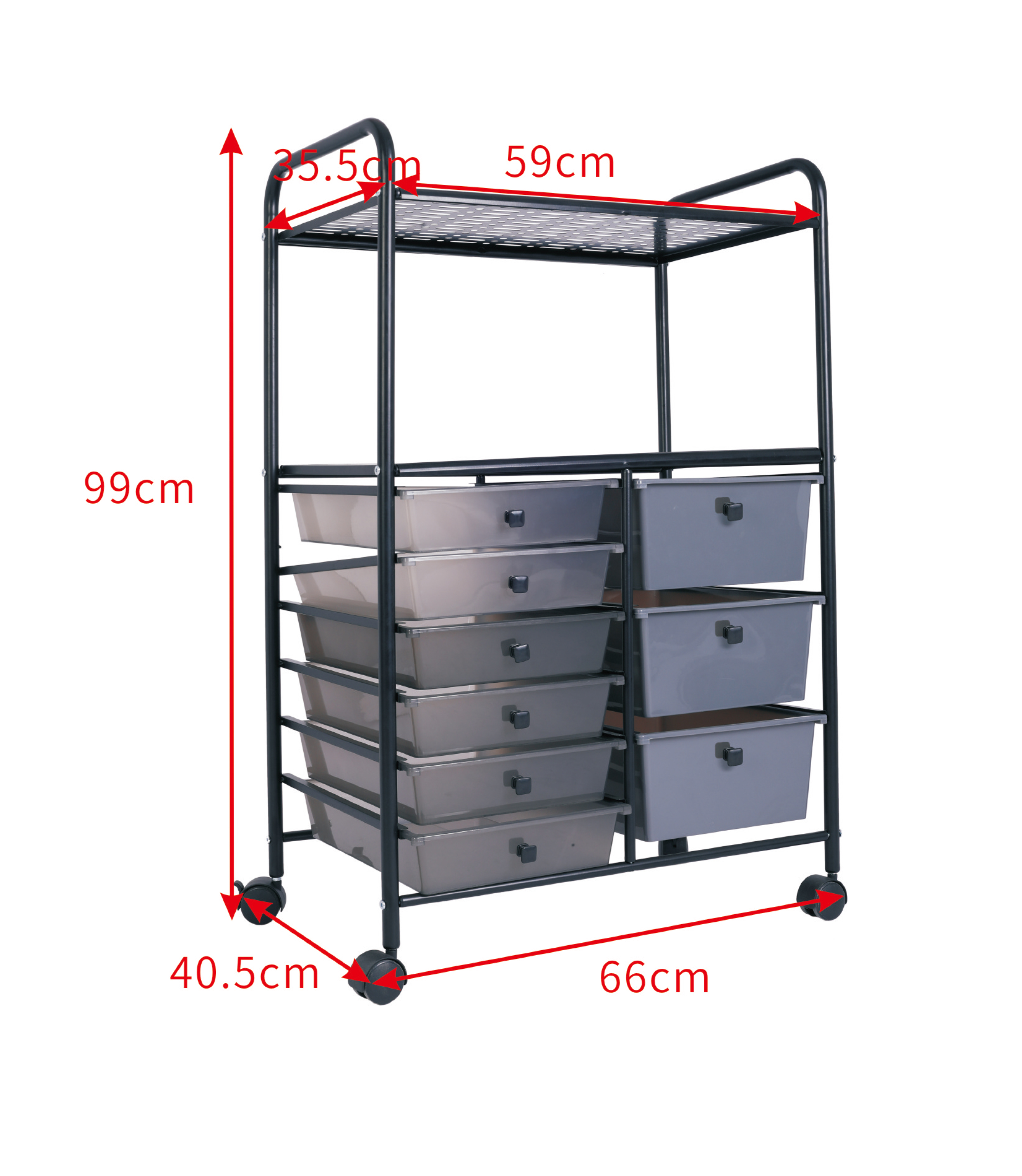 9 Drawer Metal Utility Rolling Organizer Cart