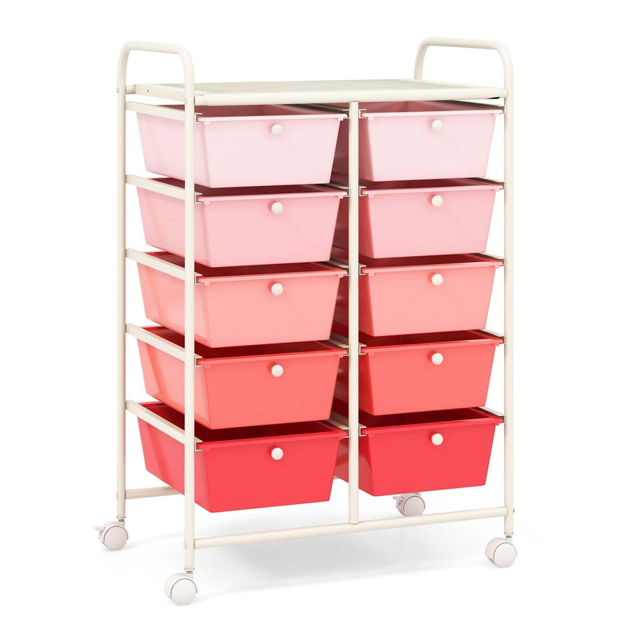 10 Drawer Colorful Rolling Storage Trolley