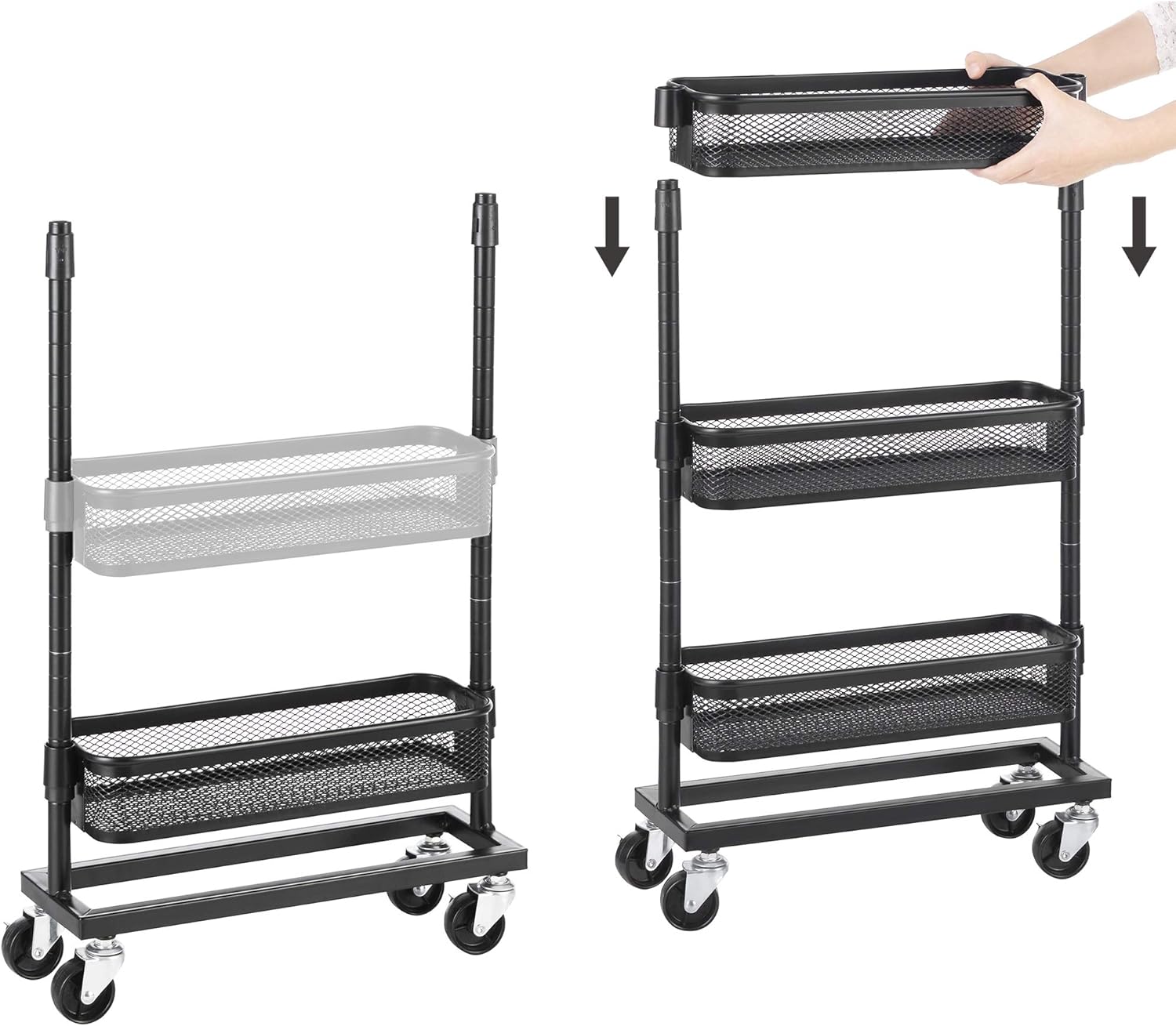 3 Tier Metal Slim Rolling Storage Utility Cart