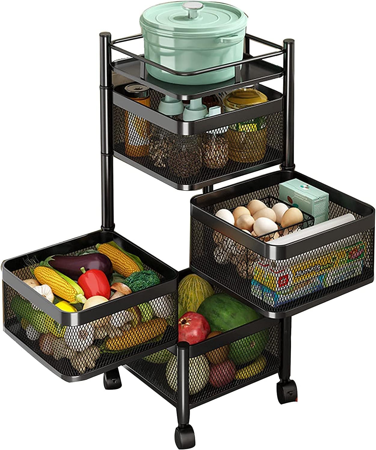 4 layer kitchen rotating trolley