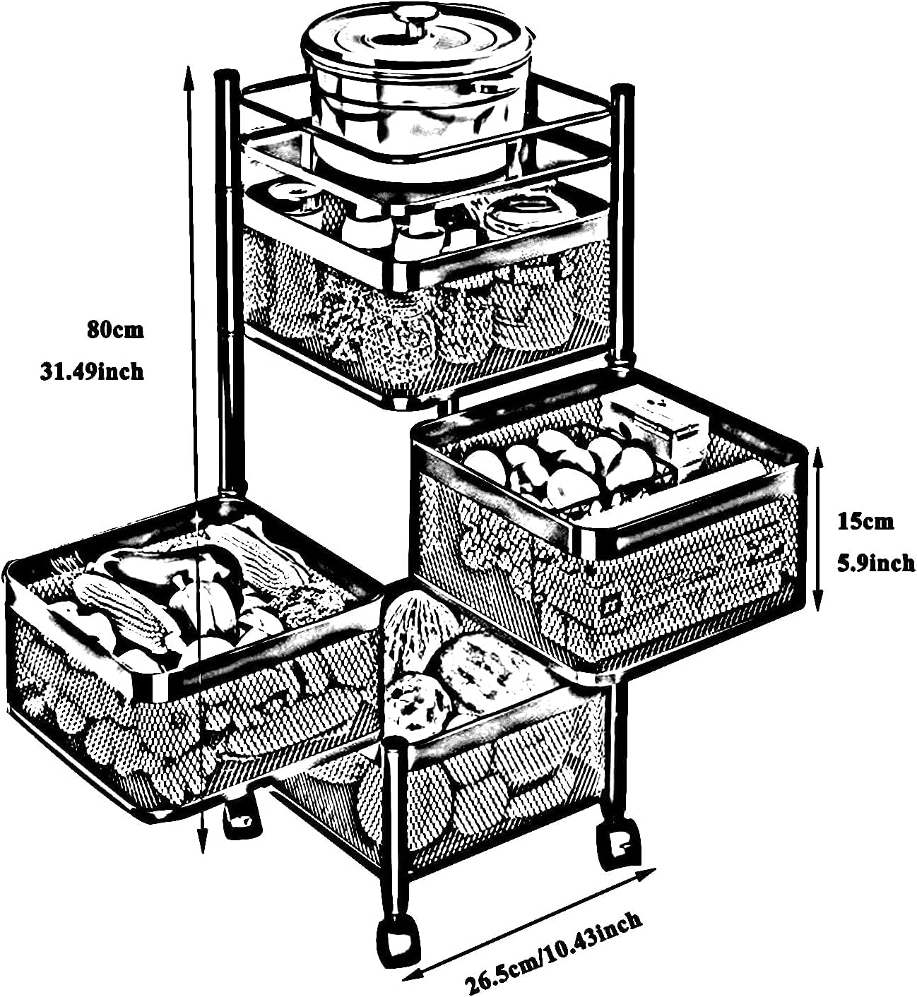 Home Cube Kitchen Rotating Trolley