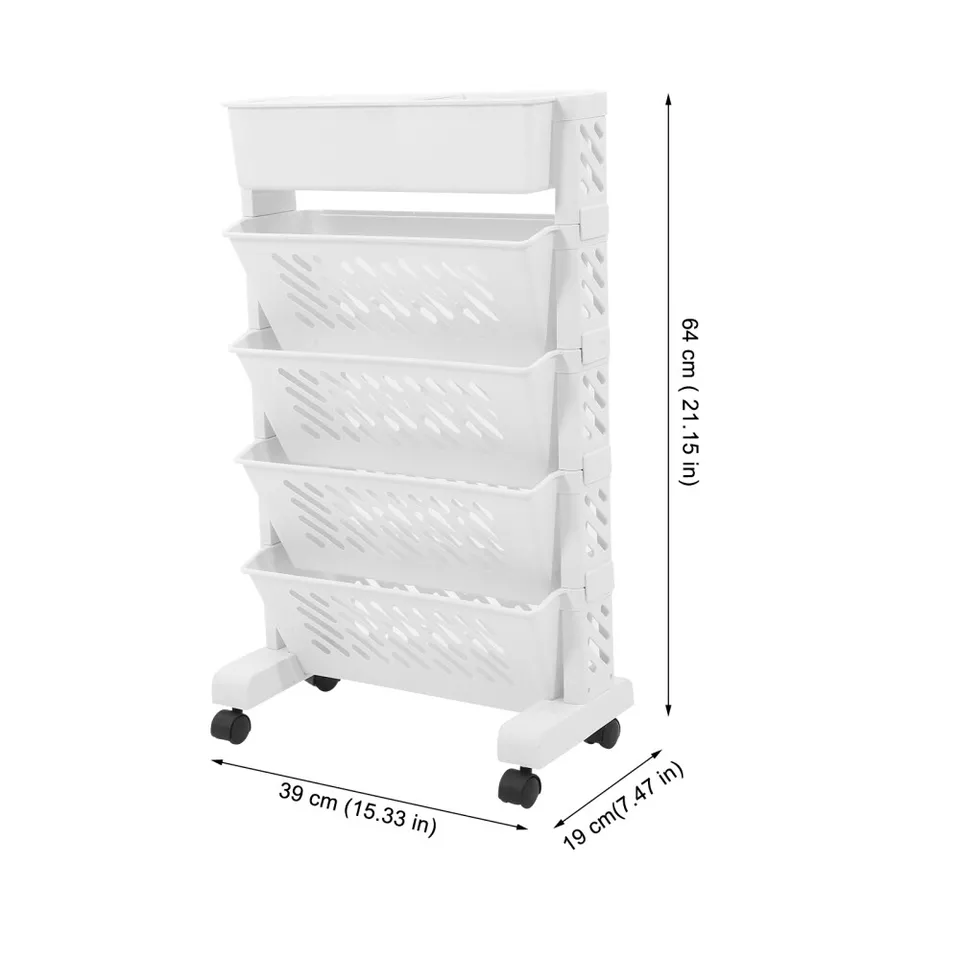 5 Layer Removable Plastic Practical Roller Bookshelf