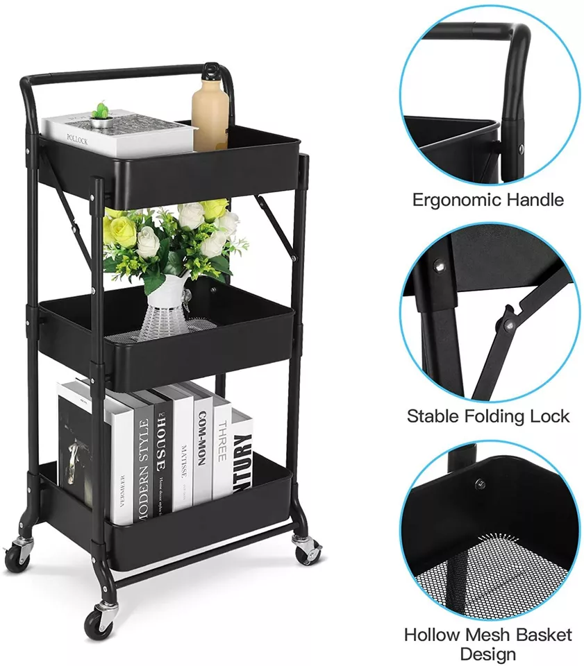 Collapsible Rolling Utility Cart With Wheels