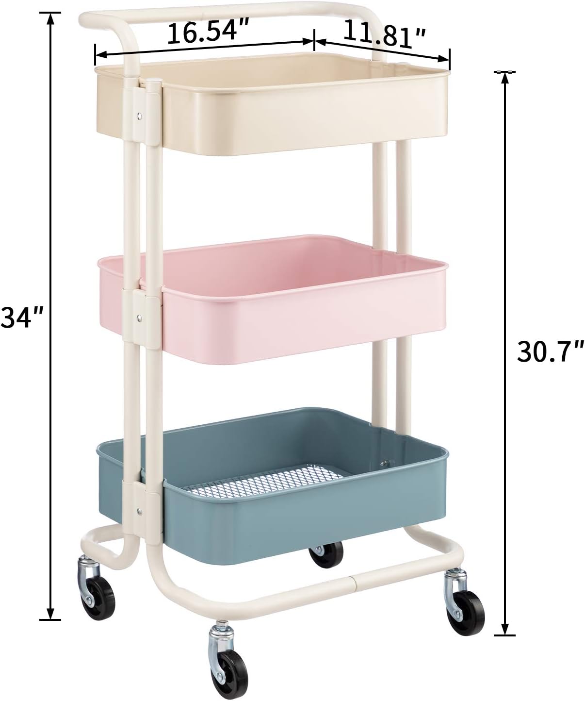 Turquoise Steel Kitchen Trolley Home Storage Shelf