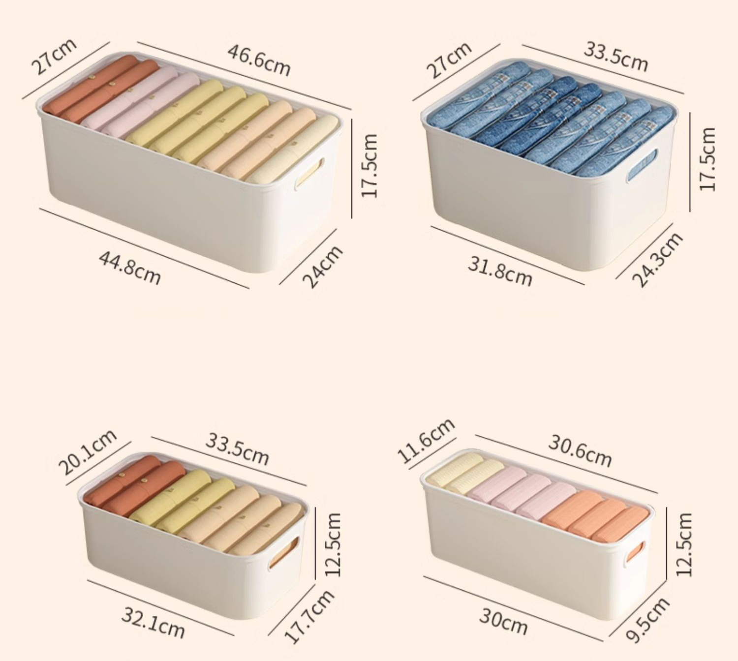 Modern Stackable Plastic Wardrobe Organiser Boxes