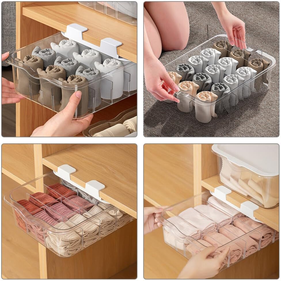 Clear Plastic Hidden Drawer Socks Underwear Storage Box