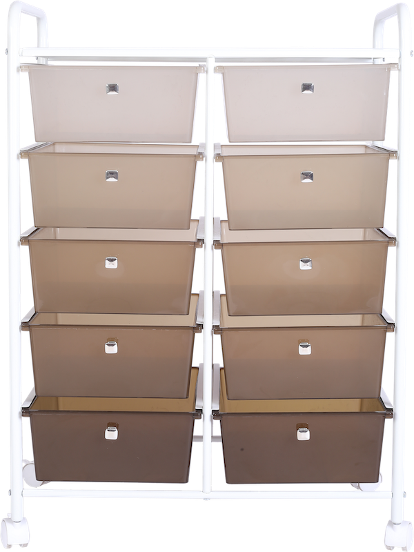 Large Plastic Rolling Storage Cart With Drawers