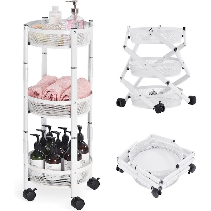 3 Tier Foldable Kitchen Storage Rolling Cart