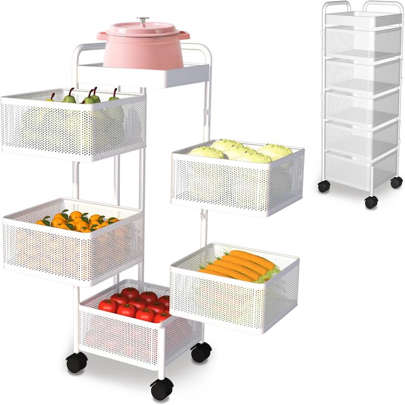 Removable Fruit Basket Storage Container Trolley