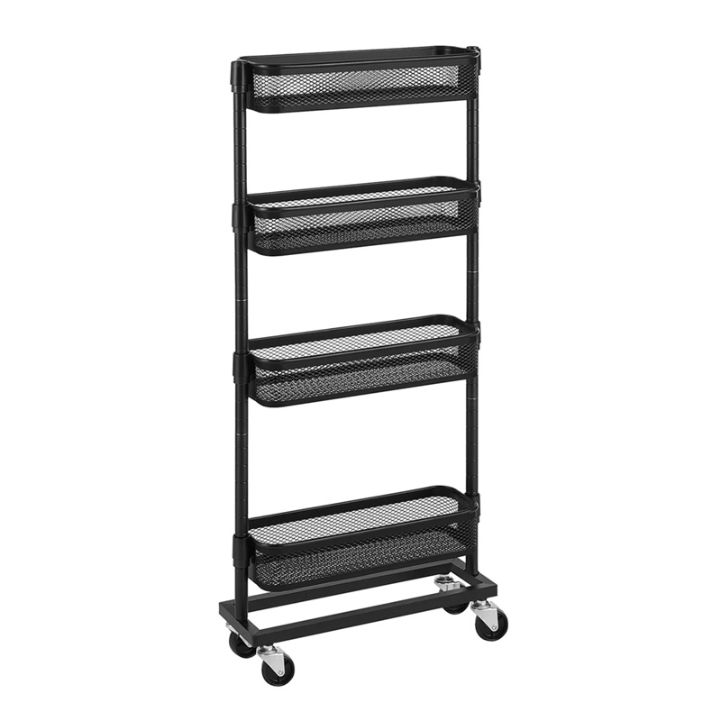 4 Tier Slim Metal Slide Out Storage Trolley