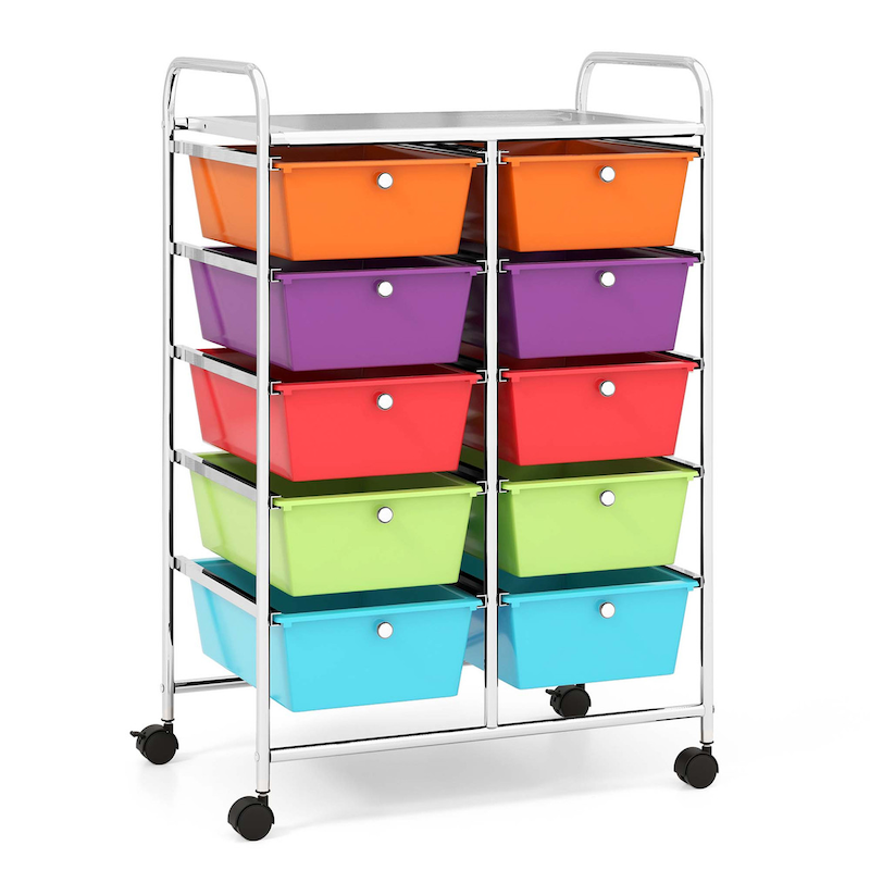 10 Drawer Colorful Rolling Storage Trolley