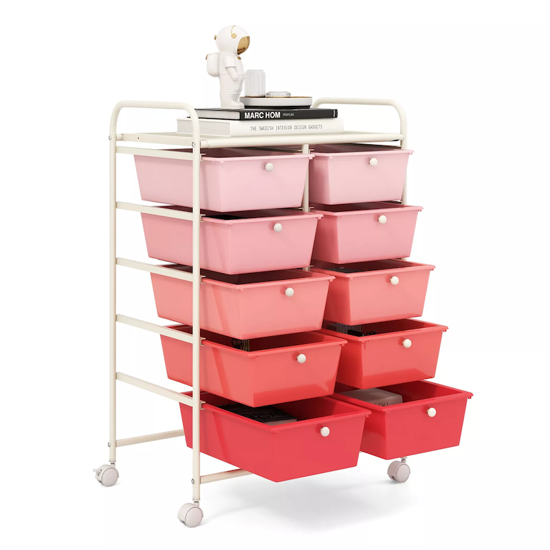 10 Drawer Colorful Rolling Storage Trolley