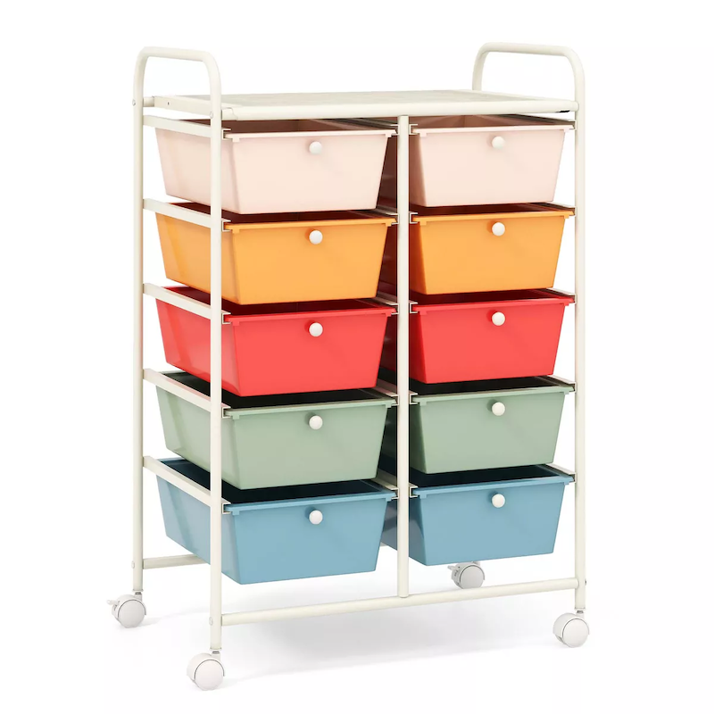 10 Drawer Colorful Rolling Storage Trolley