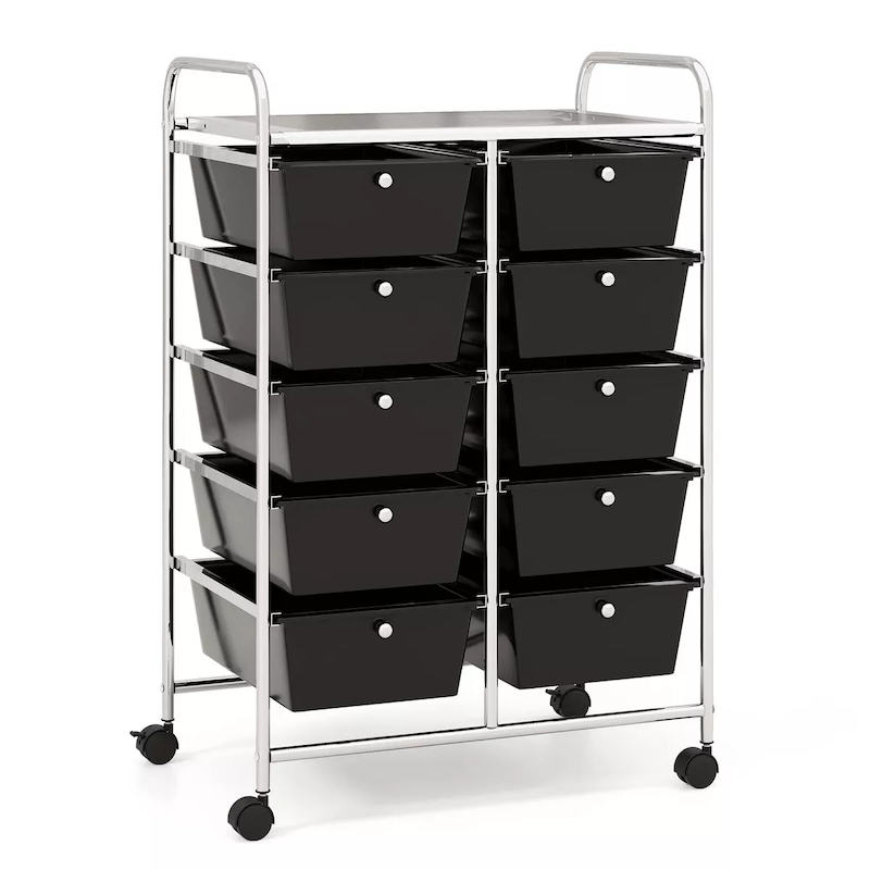 10 drawer plastic storage cart