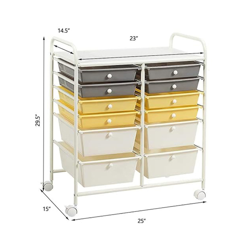 12 Drawer Utility Rolling Storage Trolley